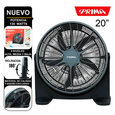 PRIMA VENTILADOR DE SUELO 130 WATTS BOX RECIRCULATE 20" NEGRO YL2020P