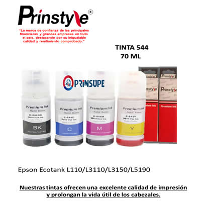 PRINSTYLE TINTAS 544 ROJO PACK COMPATIBLE CON EPSON 4 COLORES 70ML X TINTA