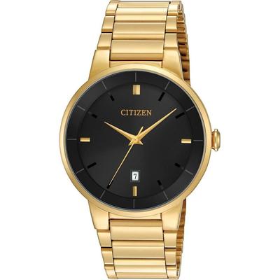 RELOJ DE CUARZO MASCULINO CITIZEN ACERO INOXIDABLE DORADO MODELO BI5012-53E CLASICO Y ELEGANTE