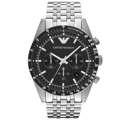 RELOJ EMPORIO ARMANI AR5988 BLACK AND SILVER GENUINO PARA CABALLERO