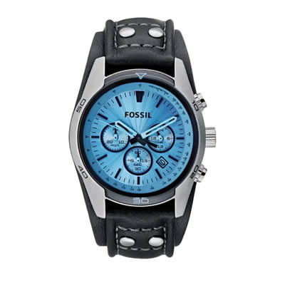 RELOJ FOSSIL HOMBRE ANALOGO GRIS AZUL NEGRO CH2564 ACERO CUERO