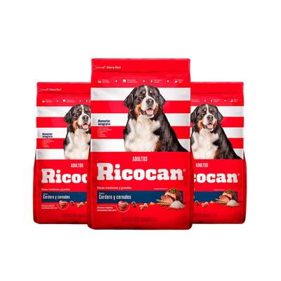 RICOCAN COMIDA PERRO ADULTO MEDIANO Y GRANDE RICOCAN CORDERO 1KG 3UN