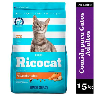 RICOCAT COMIDA PARA GATO ADULTO RICOCAT POLLO SARDINA Y SALMON 15 KG