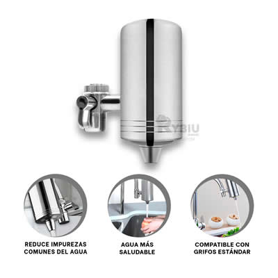RYBIU IMPORT FILTRO PURIFICADOR DE AGUA ACERO EN PLATEADO HO32525
