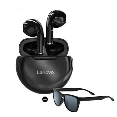 SET AUDIFONOS LENOVO HT38 IN-EAR BLUETOOTH NEGRO LENTES CLASICOS DE REGALO