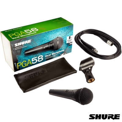 SHURE MICROFONO VOCAL DINAMICO CARDIOIDE PGA58 XLR CON CABLE A