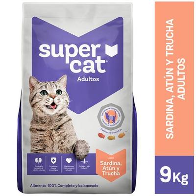 SUPERCAT COMIDA PARA GATOS ADULTOS SUPERCAT SARDINA ATUN TRUCHA 9 KG