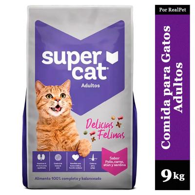 SUPERCAT COMIDA PARA GATOS SUPERCAT POLLO CARNE ATUN SARDINA 9 KG