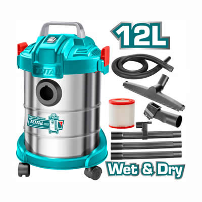 TOTAL TOOLS ASPIRADORA ELECTRICA 800W 12L TANQUE DE METAL INDUSTRIAL TVC14122