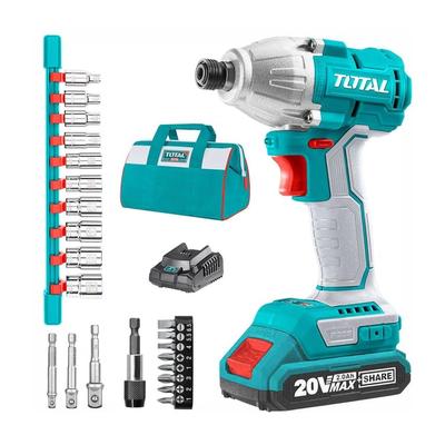 TOTAL TOOLS ATORNILLADOR DE IMPACTO BRUSHLESS 20V DADOS ADAPTADOR BATERIA