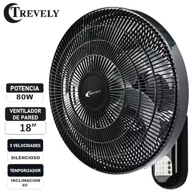 TREVELY VENTILADOR DE PARED CON CONTROL REMOTO 80 WATTS VT186