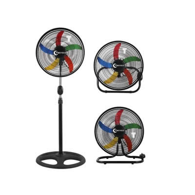 TREVELY VENTILADOR DE PIE 90 WATTS 3 EN 1 18" MULTICOLOR VT1834