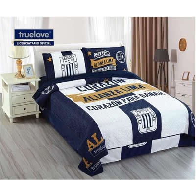 TRUELOVE CUBRECAMA 2 PLAZAS ALGODON MULTICOLOR DEPORTIVO ALIANZA LIMA