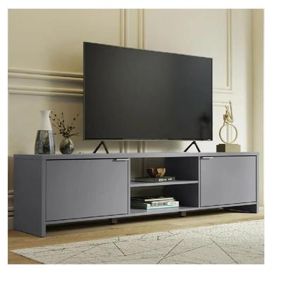 TU MESITA MESA DE TV CLASICA JULIUS MELAMINA 18MM GRIS 2 PUERTAS HASTA 75