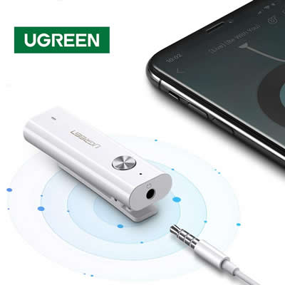 UGREEN ADAPTADOR 40854 RECEPTOR BLUETOOTH 5.0 HIFI WIRELESS 3.5MM AUX AUDIO SANTOFA ELECTRONICS
