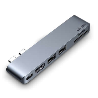 UGREEN ADAPTADOR MULTIFUNCIONAL HUB 6IN 2 USB/C CM380 GRIS