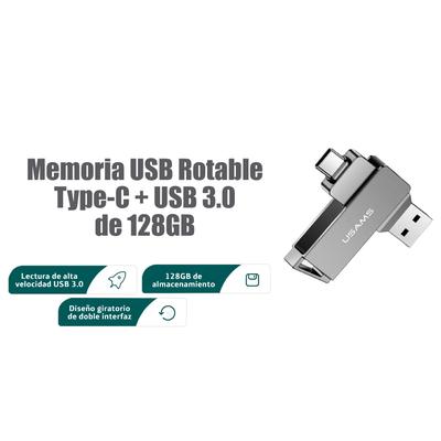 USAMS MEMORIA USB ROTABLE TYPEC+USB3.0 128GB