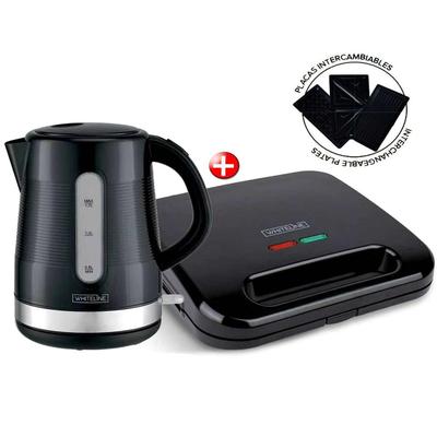 WHITELINE COMBO SANDWICHERA PLACAS INTERCAMBIABLES 3 EN 1 +HERVIDOR H403