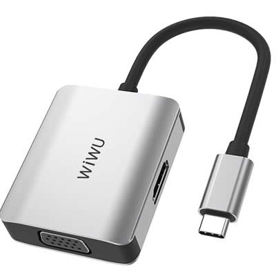 WIWU ADAPTADOR HUB ALPHA A20VH USB-C 2 EN 1 GRIS