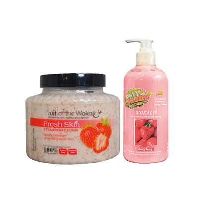 WOKALI SET TRATAMIENTO CORPORAL EXFOLIANTE + CREMA FRESA 500 ML