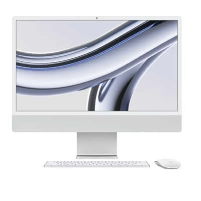 APPLE IMAC 24 INCH 4.5K RETINA DISPLAY M3 PLATEADO 8 CORE GPU 256GB STORAGE 8GB