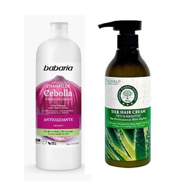 BABARIA PACK DE SHAMPOO DE CEBOLLA + CREMA PARA EL PELO ALOE VERA WOKALI