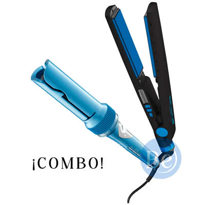 BABYLISSPRO COMBO RIZADOR MIRACURL PRO BNTMCS100XLPE + ALISADORA METAL BLUE BNTMB4091TPE