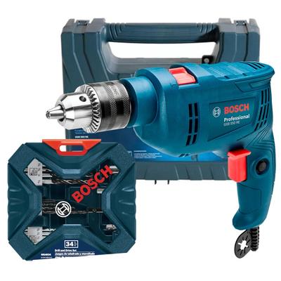 BOSCH TALADRO PERCUTOR 1/2 550W + SET DE ACCS X-LINE 34 PZAS 0615.A00.0N6-000