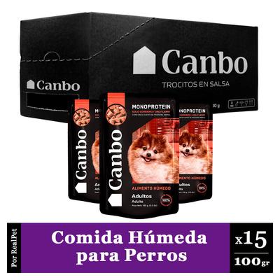CANBO PACK CAJA X15 COMIDA HUMEDA PERRO ADULTO CORDERO 100GR