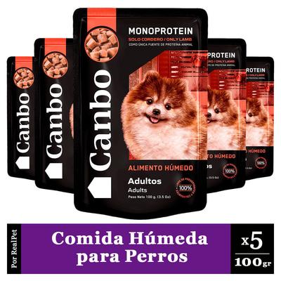 CANBO PACK X5 COMIDA HUMEDA PERRO ADULTO CORDERO 100GR