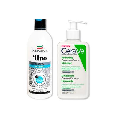 CERAVE SHAMPO UNO + LIMPIADOR CREMA ESPUMOSA HYDRATING CREAM-TO-FOAM 236ML