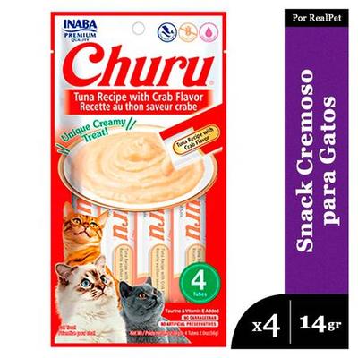 CHURU SNACK CREMOSO GATO ATUN Y CANGREJO 1 SOBRE X 4 TUBOS