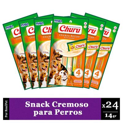 CHURU SNACK CREMOSO PERRO POLLO 6 SOBRES X 4 TUBOS