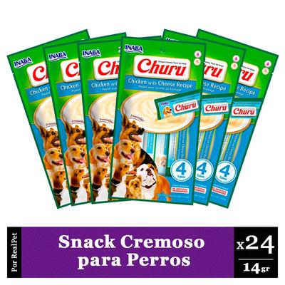 CHURU SNACK CREMOSO PERRO POLLO Y QUESO 6 SOBRES X 4 TUBOS