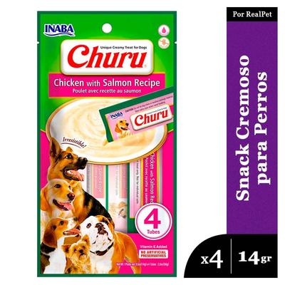 CHURU SNACK CREMOSO PERRO POLLO Y SALMON 1 SOBRE X 4 TUBOS