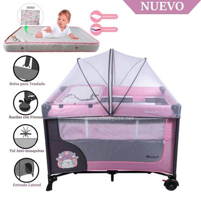EBABY CUNA CORRAL HAPPY DREAM ROSADO CON CAMBIADOR + COLCHON