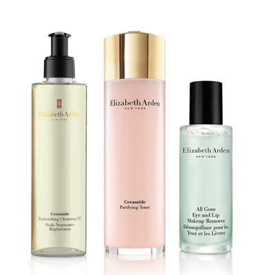 ELIZABETH ARDEN SET DE LIMPIEZA DE CERAMIDE CLEANSING OIL+TONICO+DEMAQUILLANTE DE OJOS Y LABIOS