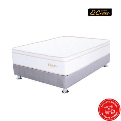 EL CISNE CAMA AMERICANA VALENTE QUEEN GRIS + 2 ALMOHADAS VISCOELASTICAS + 1 PROTECTOR VALENTE