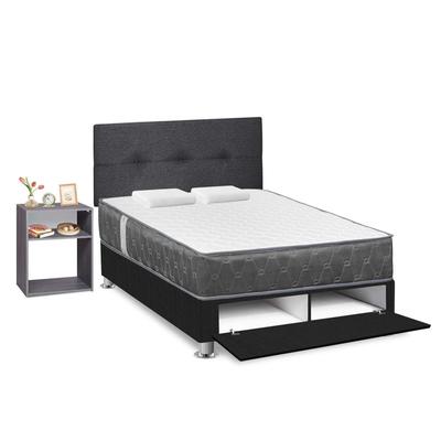 FORLI DORMITORIO SABANERA ACQUA 2 PLAZAS + VELADOR TURIN PLOMO + RESPALDO 2 PLAZAS