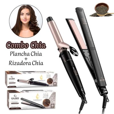 GAMA COMBO PLANCHA ALISADORA CHIA 230°C + RIZADORA CHIA 25MM - KS-2529