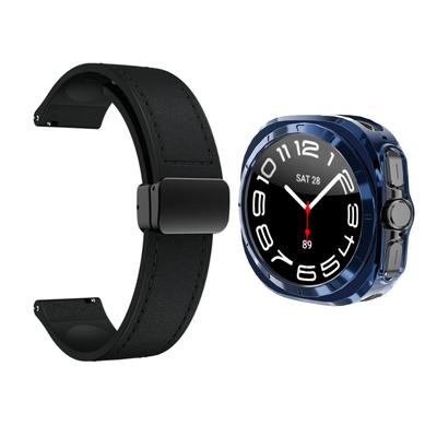 GENÉRICO BUMPER AZUL CORREA CUERO SAMSUNG WATCH 7 ULTRA 47MM GRIS