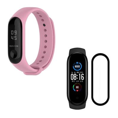 GENÉRICO CORREA SILICONA MICA VIDRIO 9H XIAOMI MI BAND 6 ROSA