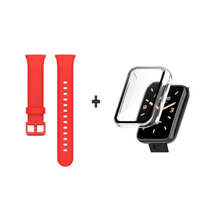 GENÉRICO CORREA XIAOMI MI BAND 7 PRO SILICONA ROJO BUMPER VIDRIO CLEAR