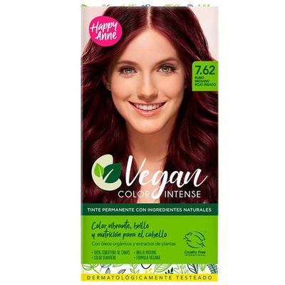 HAPPY ANNE KIT VEGAN COLOR TINTE PERMANENTE EN CREMA 7.62 RUBIO MEDIANO ROJO IRISADO
