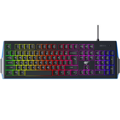 HAVIT KB866L TECLADO GAMER MEMBRANA RGB CON CABLE RETROILUMINADO ALTO PERFIL NEGRO KB866L