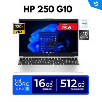 HP LAPTOP 250 G10 15.6 HD LED CORE I5 1334U 4.60GHZ 10 NUCLEOS 16GB DDR4 512GB SSD FREEDOS