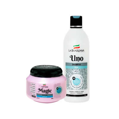 LA BRASILEÑA SHAMPOO UNO NUT SIN SAL + MASCARA CAP MAGIC POS RECONST 500ML