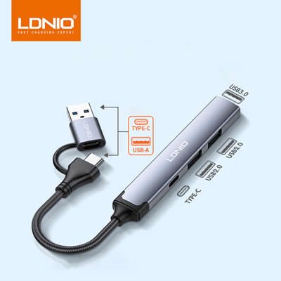 LDNIO DS-64C ADAPTADOR HUB USB + TIPO-C 4 EN 1 MULTIFUNCIÓN DS-64C