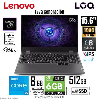 LENOVO LOQ 15IAX9 LAPTOP INTEL CORE I5-12450HX 8GB 512GB SSD 15.6" FHD RTX3050-6GB 83GS006WLM