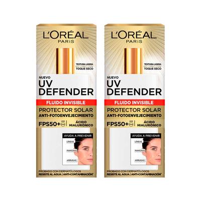 L'OREAL PACK BLOQUEADOR UV DEFENDER FLUIDO INVISIBLE FPS50 2UN X 40G